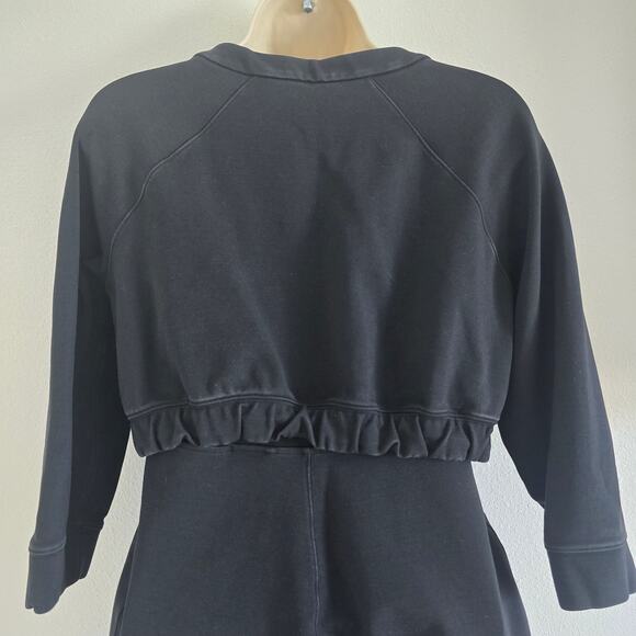 Lululemon Rite Time Mini Sweatshirt Dress Black Size-10 3/4 Sleeve Athleisure - Picture 5 of 10